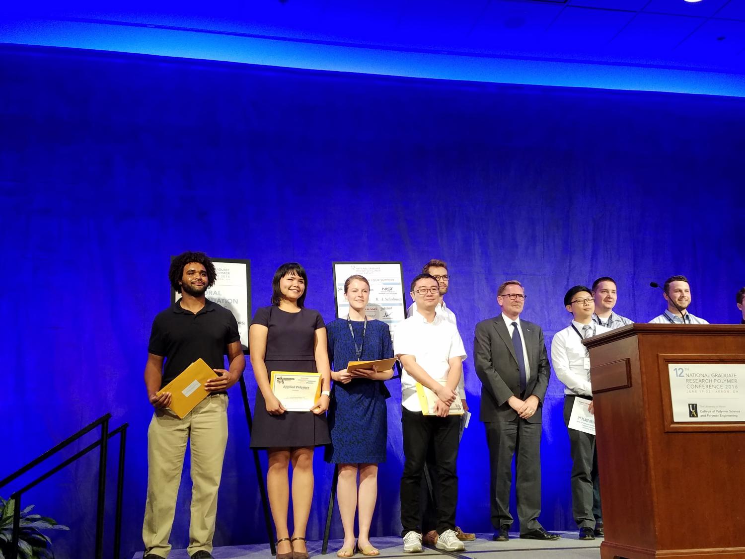 Blaine McCarthy won 1st prize at the National Graduate Research Polymer Conference