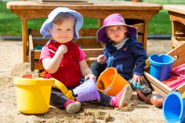 Toddlers in sand box