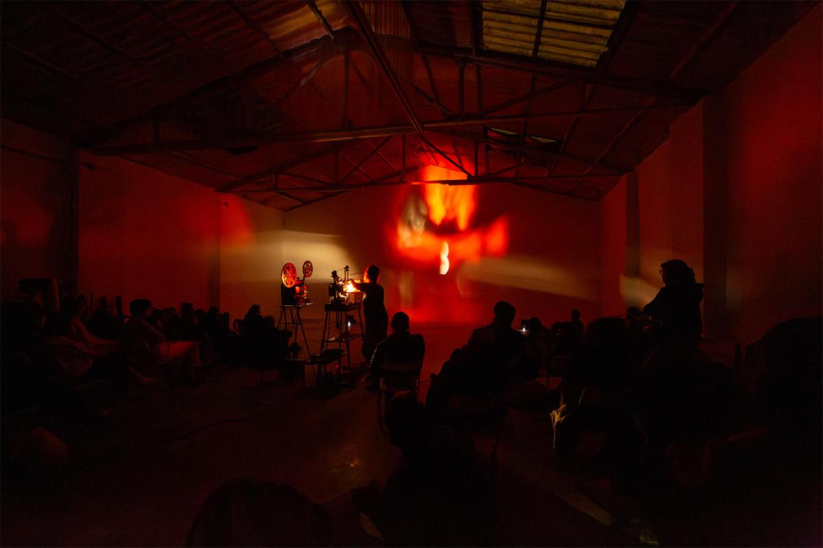 Jeanne Liotta projecting SPACE SIGHTINGS