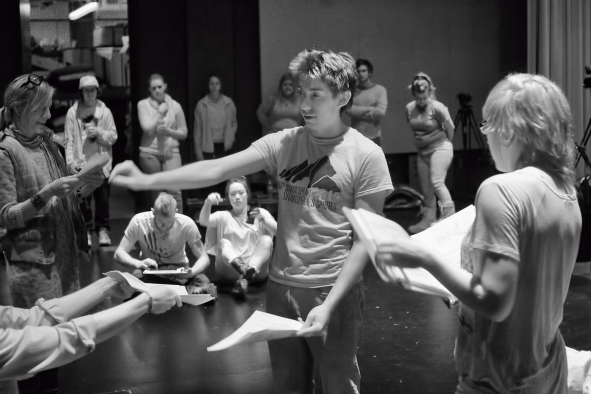 Students workshopping a script