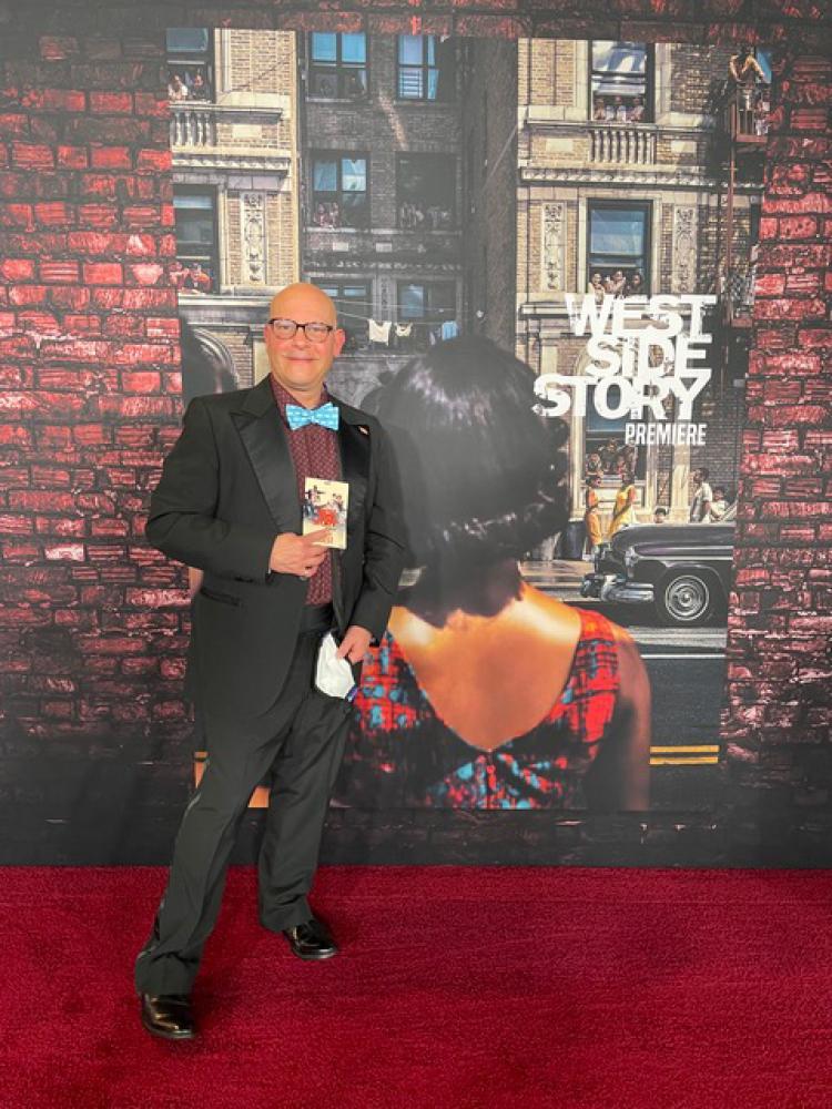 Professor Munoz at the red carpet premiere of West Side Story