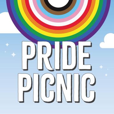 a rainbow and text "Pride Picnic"