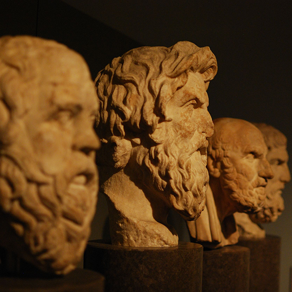 profile view of four greek philosopher busts, Matt Neale from UK, CC BY 2.0 <https://creativecommons.org/licenses/by/2.0>, via Wikimedia Commons