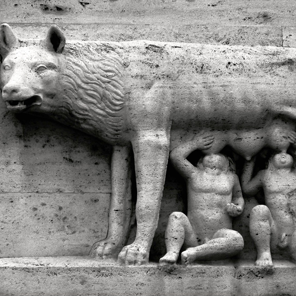 statue of romulus and remus breastfeeding from wolf, CellarDoor85, CC BY-SA 3.0 <https://creativecommons.org/licenses/by-sa/3.0>, via Wikimedia Commons