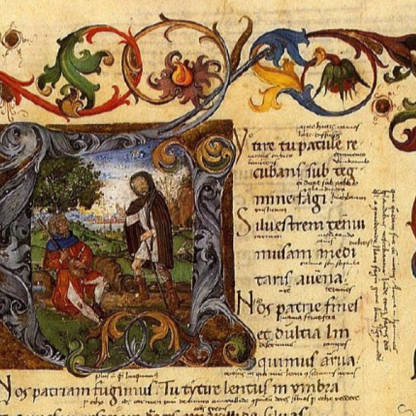 picture of a colorfully painted picture and text from an old book