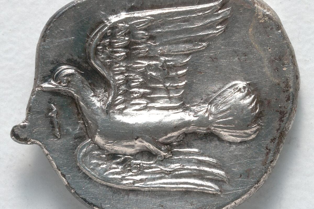 Silver drachma coin minted by Sikyon