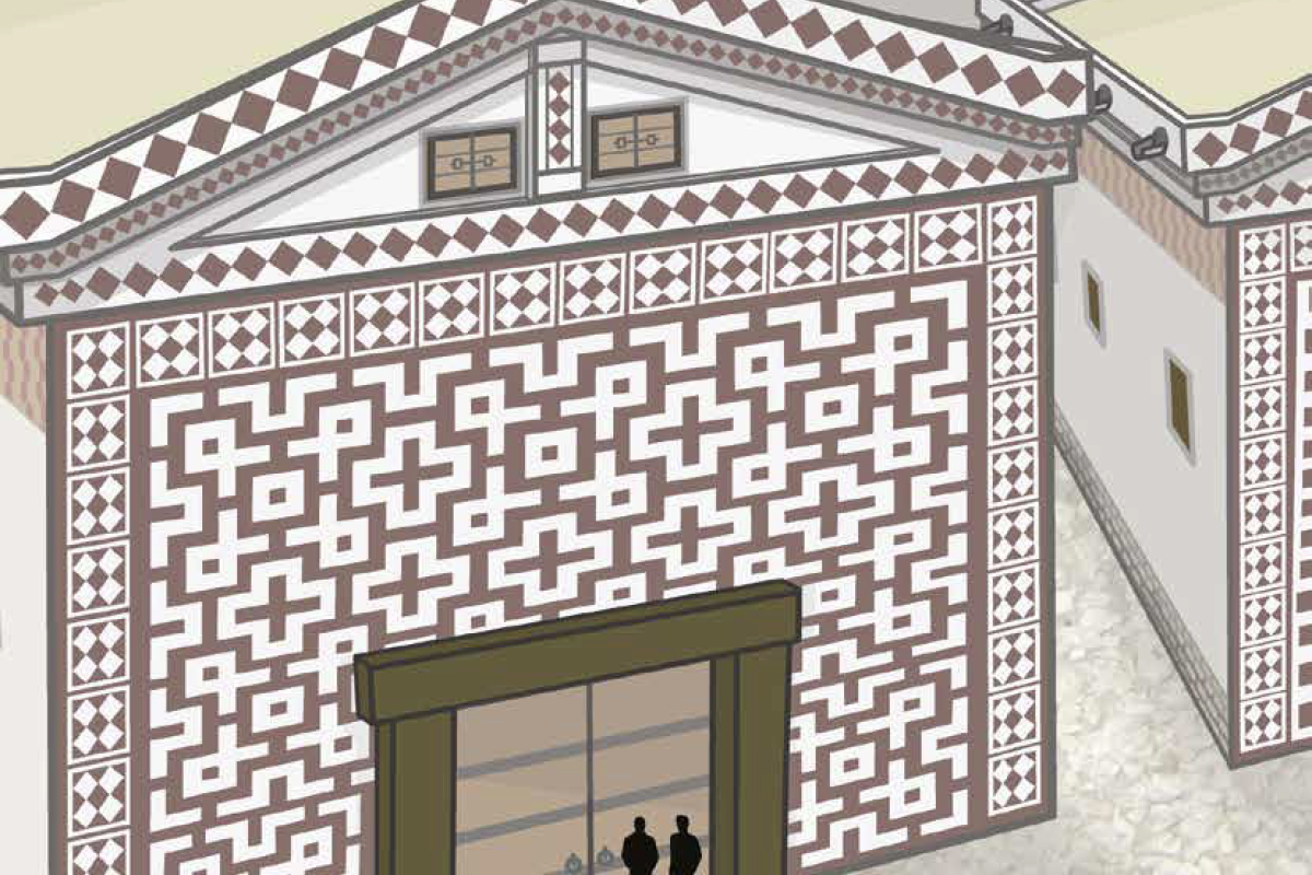 Reconstruction of Early Phrygian Megaron 3 at Gordion, by Gareth Darbyshire and Ardeth Anderson (© Penn Museum, Gordion Project Archives). After C.B. Rose, 2022, Fig. 3. “Excavating the Phrygian Capital of Gordion/Frig Başkenti Gordion Kazıları.” https://taed.ktb.gov.tr