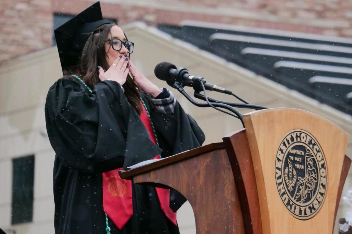 student giving speech on platform