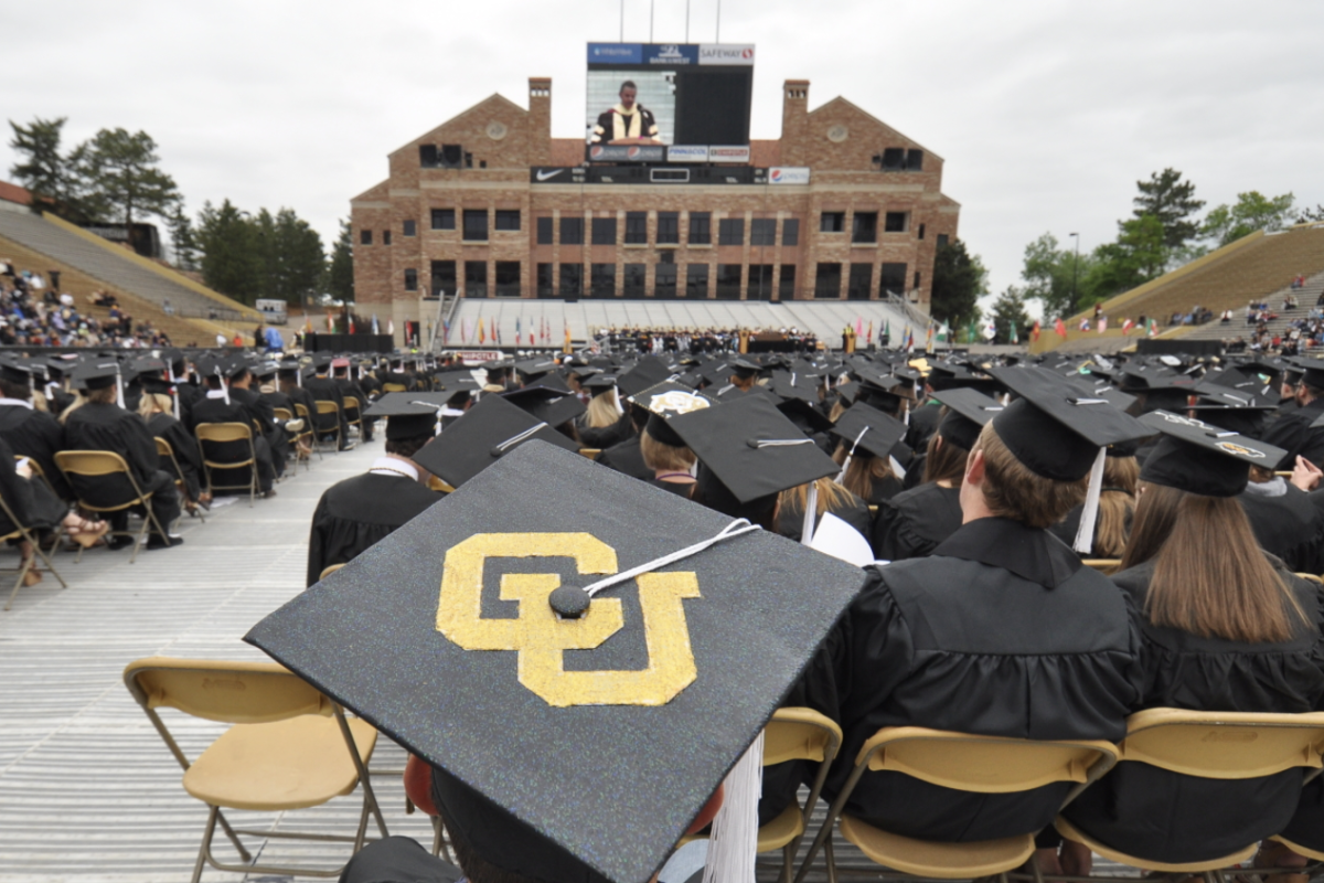 Student at CU commencement ceremony