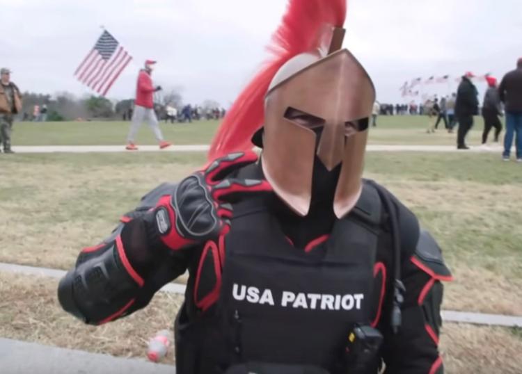 Jan 6 rioter wearing faux Greek helmet