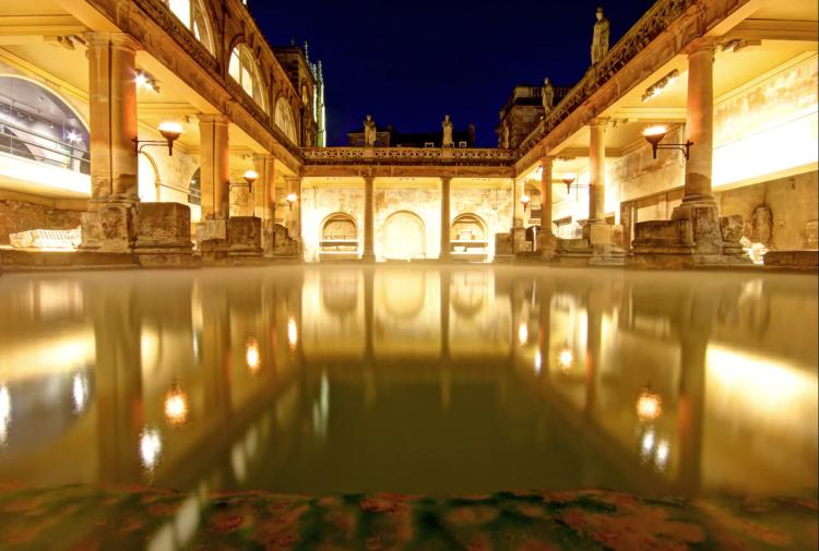 Roman baths at night