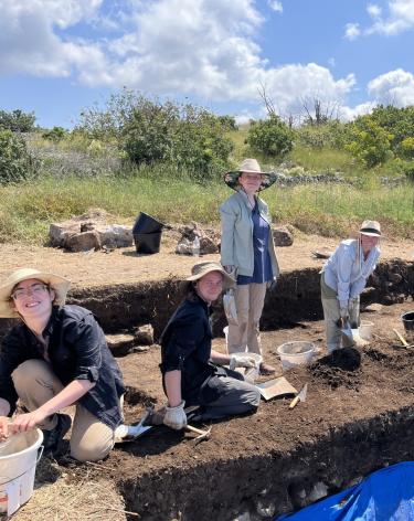 CU Classics students Claire Hook, Tanner Frick, Jordan Ardoin, and Elise Ramsey digging at the site of Gradina Rat in Croatia (June 2023)