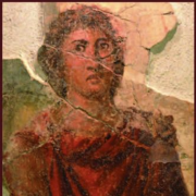 Menoikeus pictured in a red robe