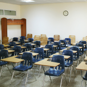 classroom of desks, Narek75, CC BY-SA 4.0 <https://creativecommons.org/licenses/by-sa/4.0>, via Wikimedia Commons