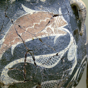 ancient piece of pottery with fish and nets, Wolfgang Sauber, CC BY-SA 3.0 <https://creativecommons.org/licenses/by-sa/3.0>, via Wikimedia Commons