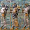 Image of ancient Roman mosaic of men standing with spears