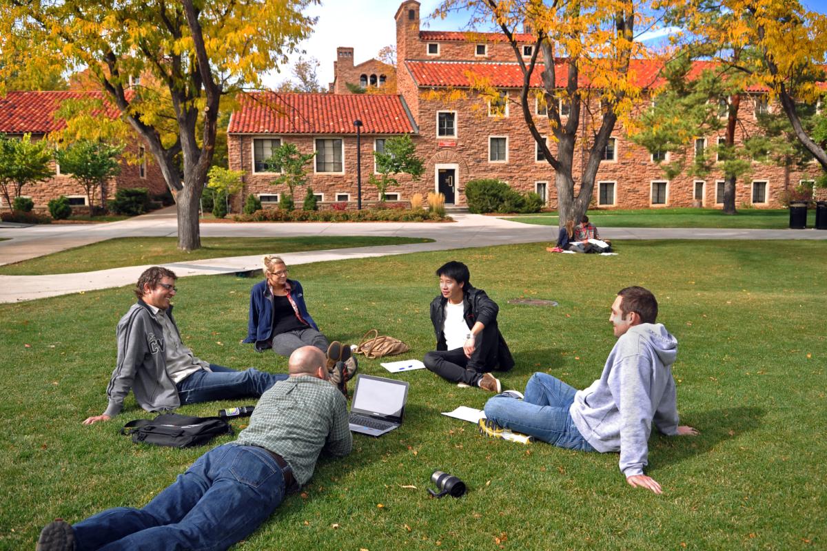 Students learning outside