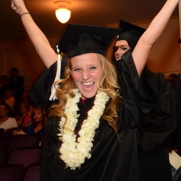 Student celebrates at commencement