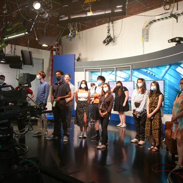 Students get a tour of the CBS4 studio as part of the Pathways summer intensive program.