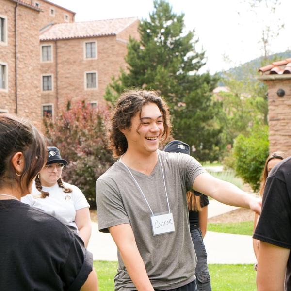 Connor Bonan-Hamada, an incoming CMCI student, plays an ice breaker game on the first day of the Pathways to Excellence Summer Intensive Program.