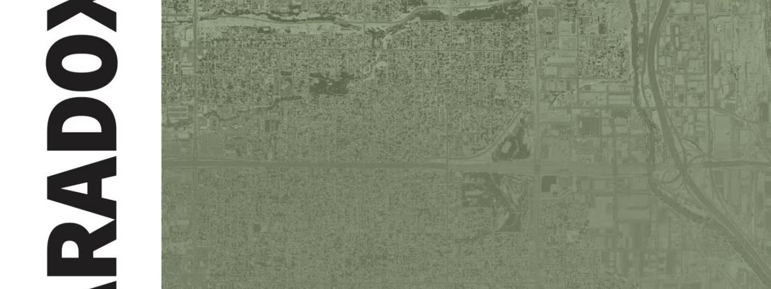 birds eye view of Denver with a green tint overlay
