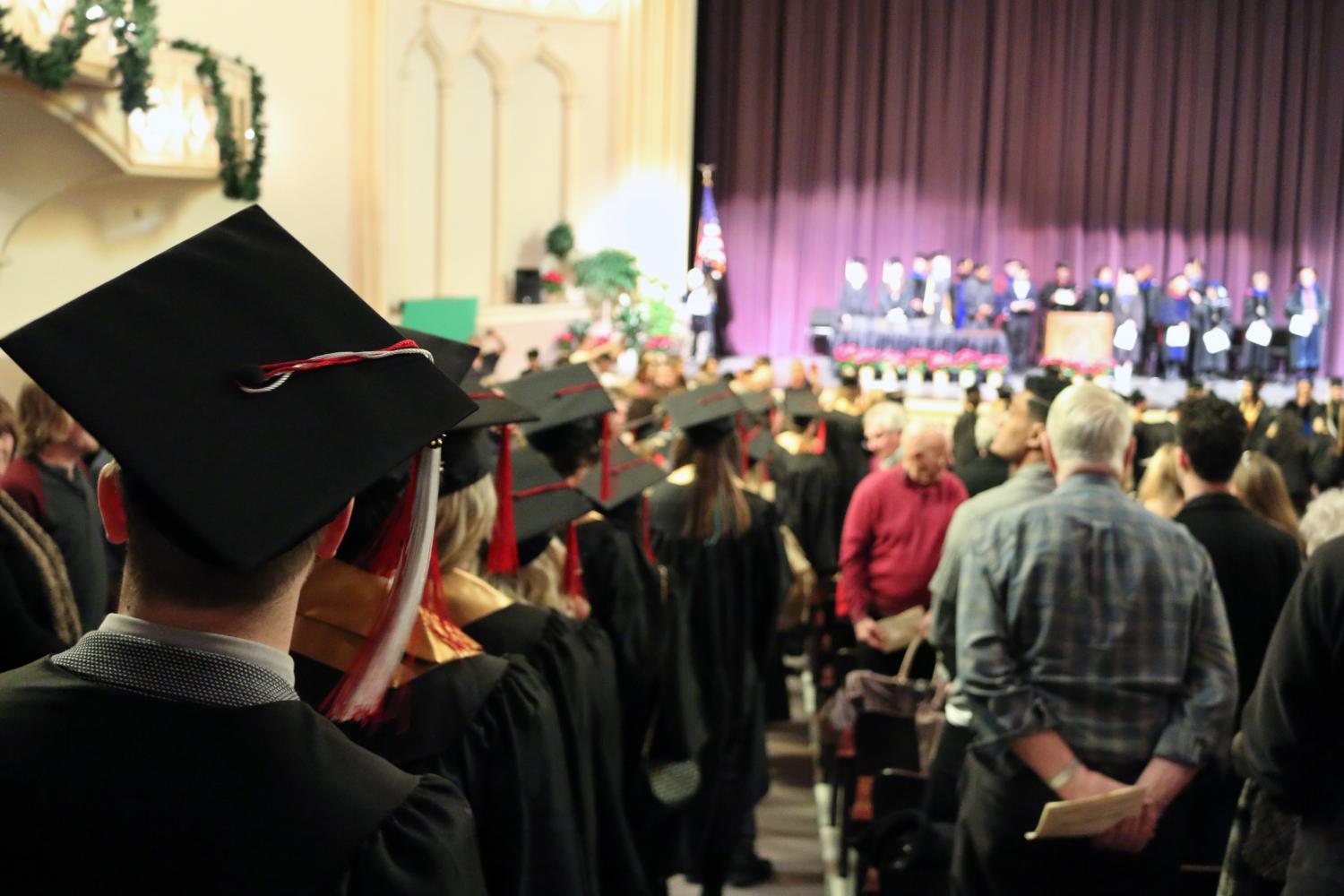 Soon-to-be graduates line up for their recognition ceremony.