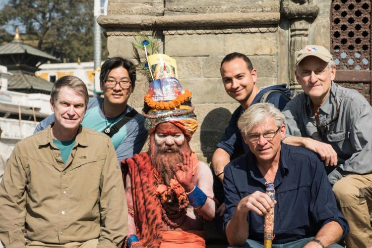 Jeff Blumenfeld, members of the "gift of sight" expedition and a native Nepali pose for picture