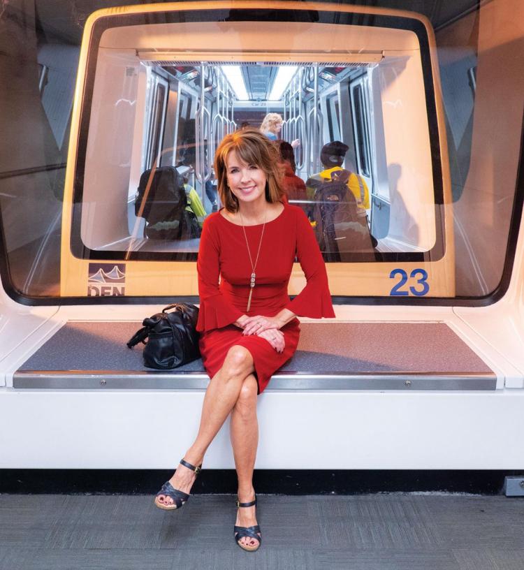 Photo of Kim on the DIA train.