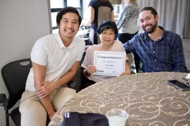 scholarship recipient and family