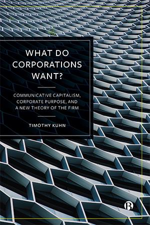 Jacket art of Tim's new book. The text What Do Corporations Want? is visible against a patterned background.