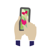 Hands holding a phone with hearts on the screen