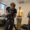 Students prepare for an interview for Taking the Lede.