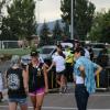 students arrive outside Buckingham Hall as volunteers greet them