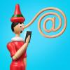 A pinocchio's nose is twisted into an @ symbol 