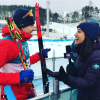 Abby interviews Olympic gold medalist Simen Kruger. Photo from her instagram.