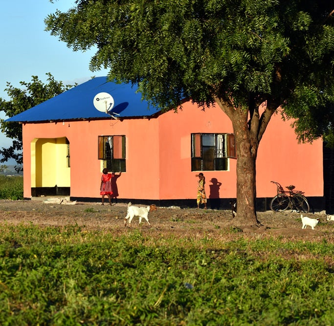 A house built as a result of 1 Love, which aims to create sturdier homes that require less upkeep than traditional Maasai homes.