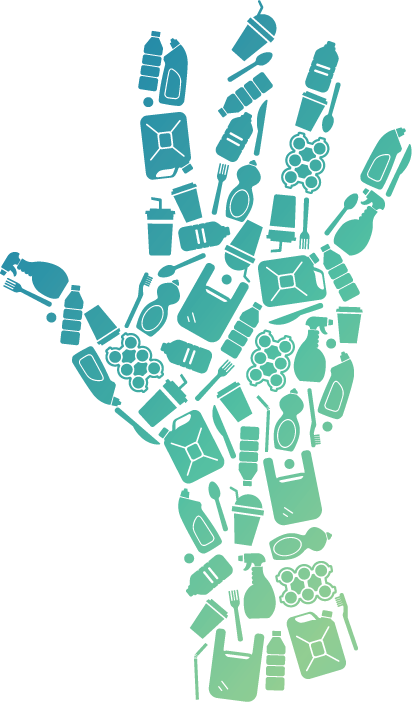 plastics in the shape of a hand illustration