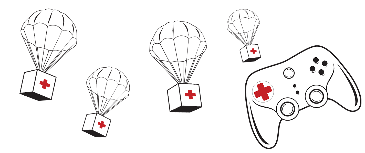 Gaming controller and parachute illustrations