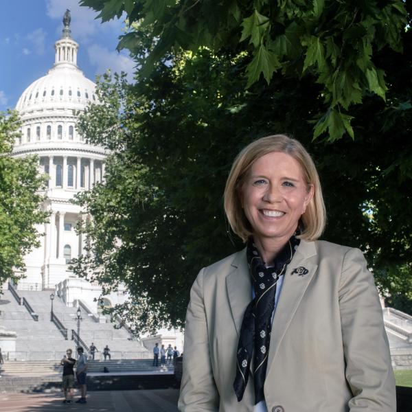 Heidi Wagner stands in front of the Capitol building in Washington.