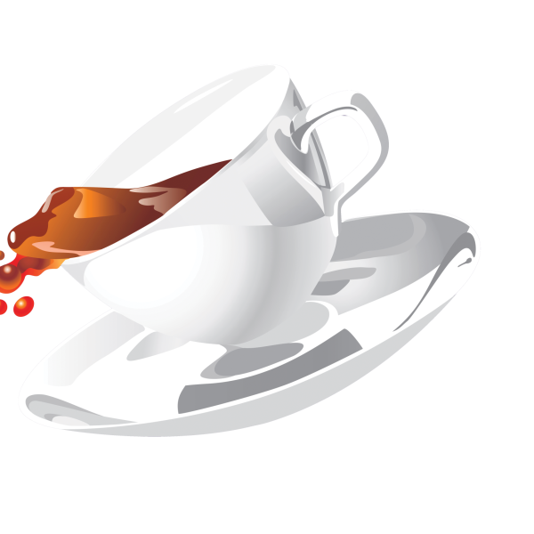 tea cup spilling beverage
