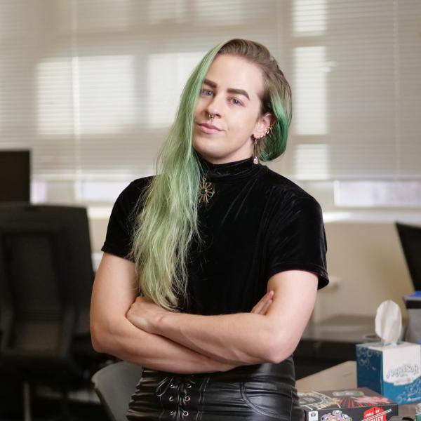 Morgan Klaus Scheuerman, an Information Science PhD student, has been awarded the Microsoft Research Fellowship for 2021. He studies how and why facial recognition technologies get it wrong. Credit: Casey Cass/CU Boulder