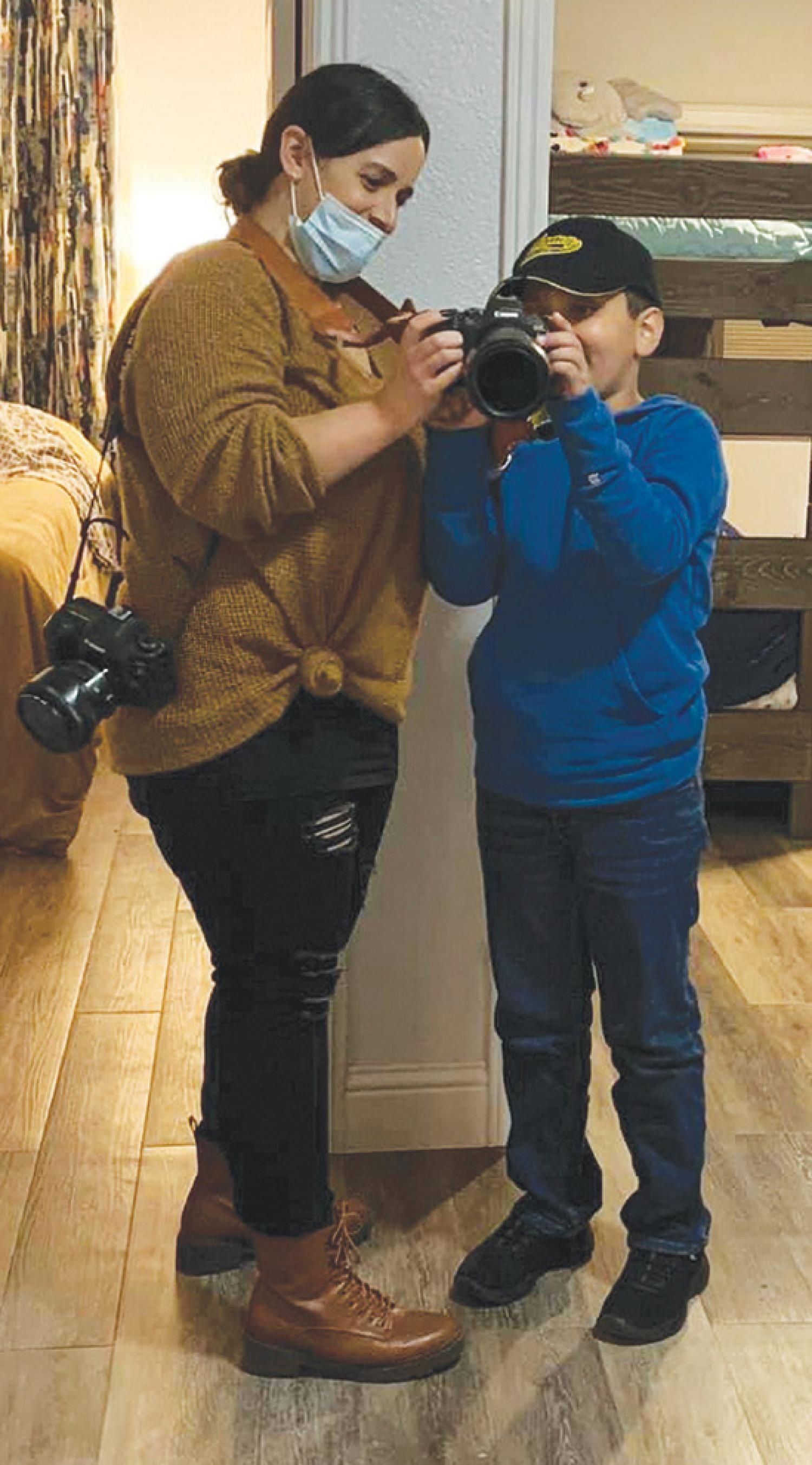 Showing off her camera