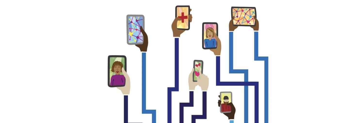 phones interacting graphic