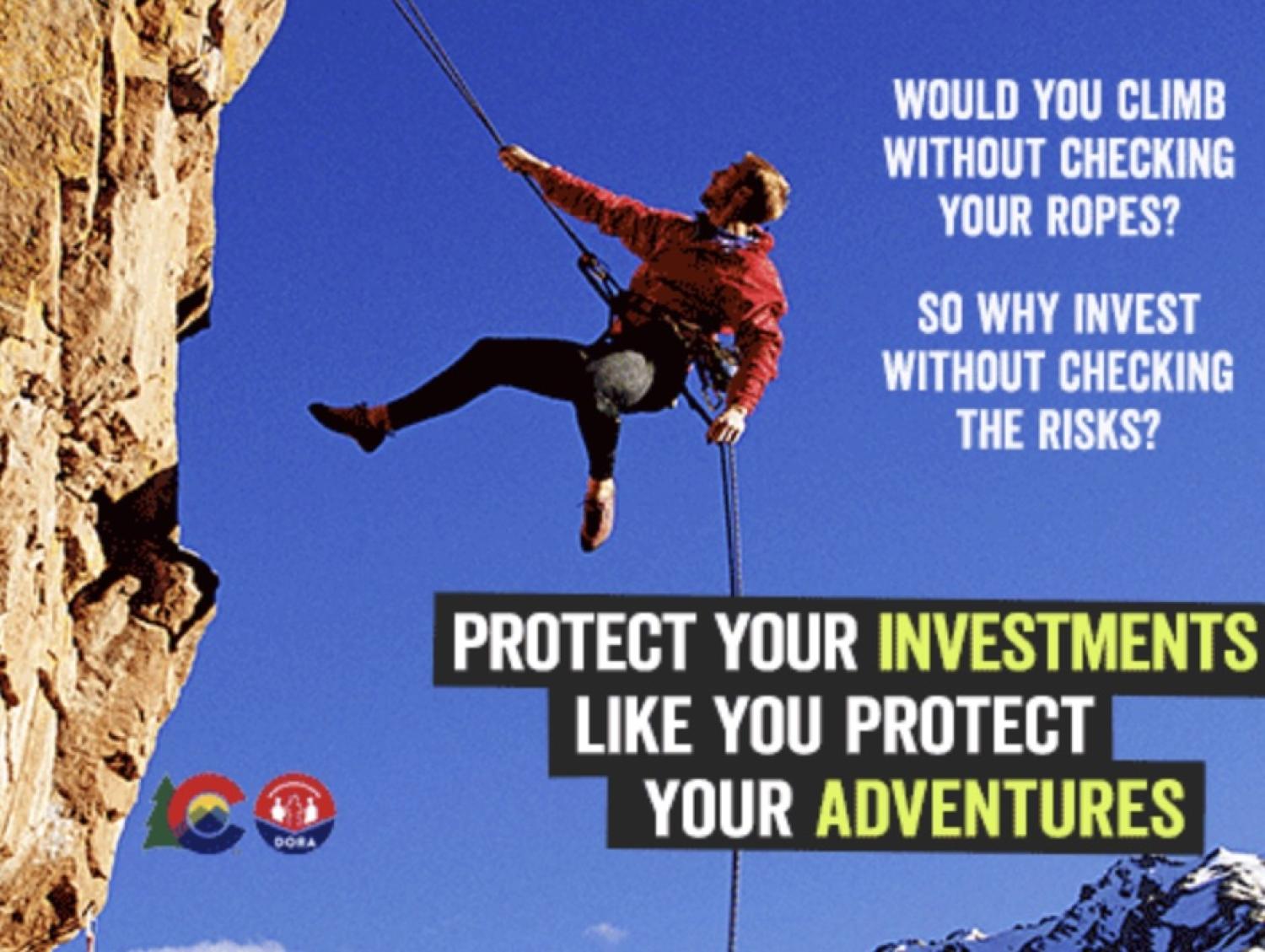 rock climbing investing advert