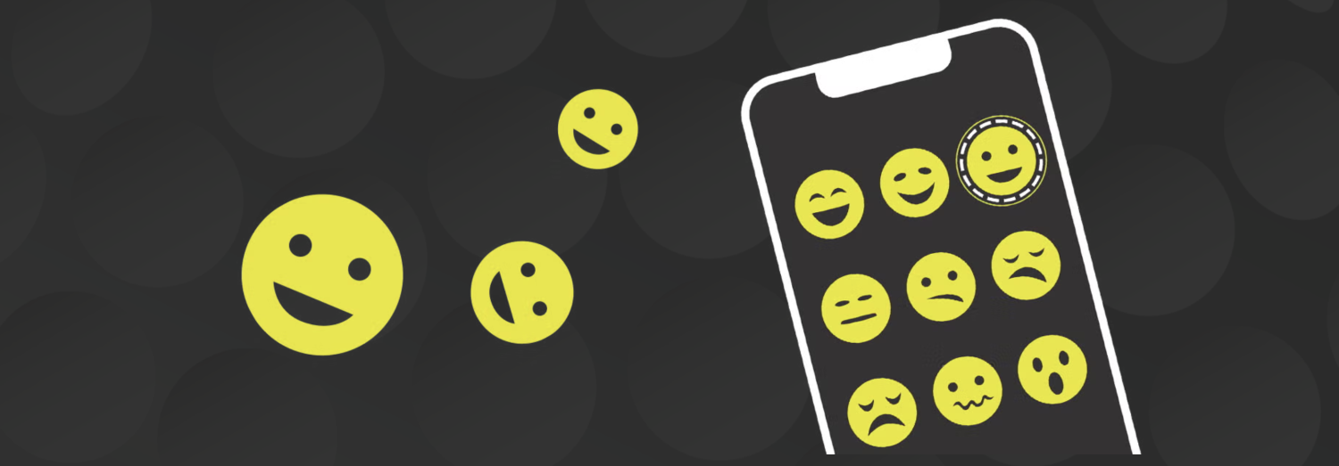 Illustration of a phone with face emojis