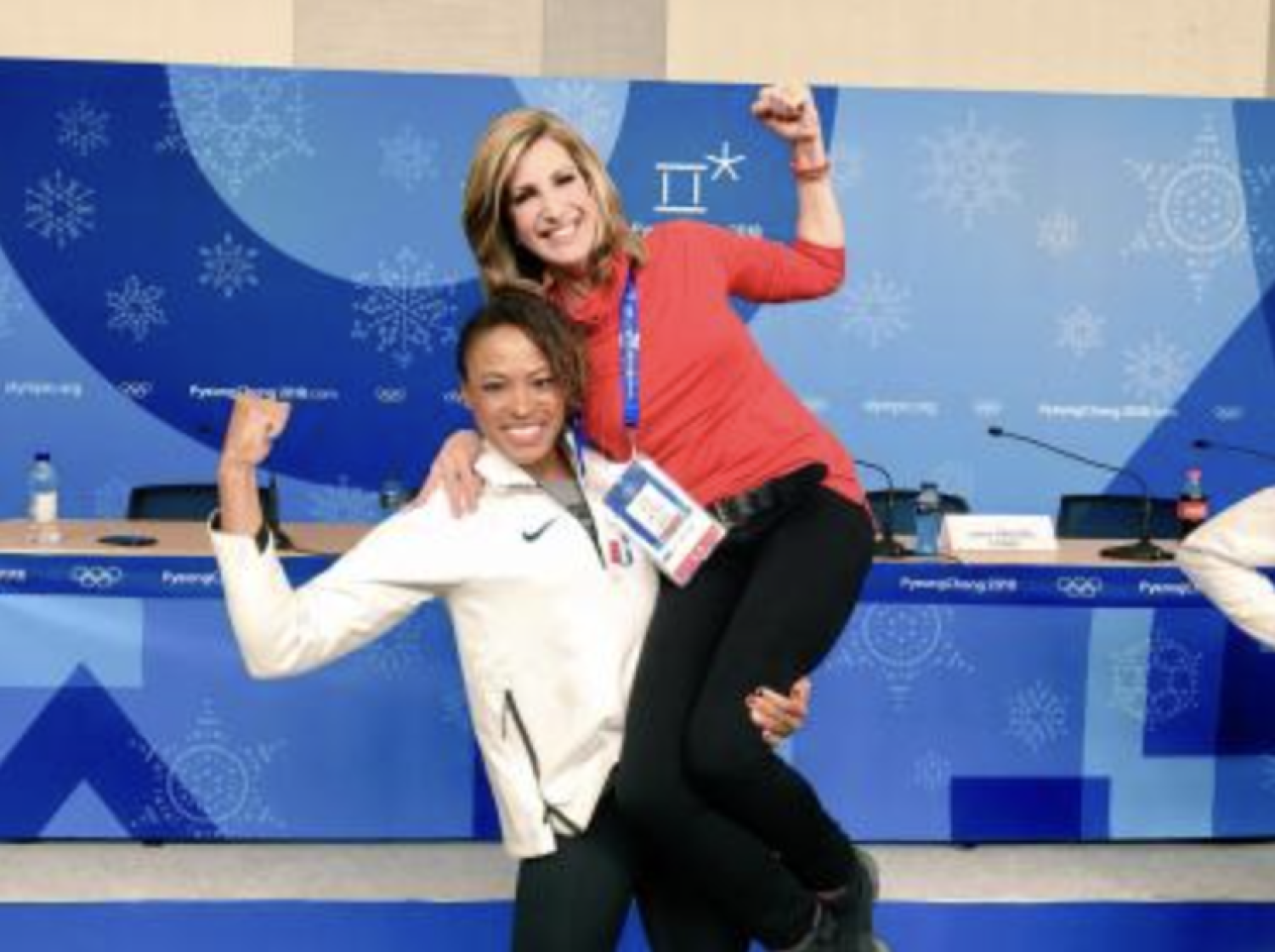 Veteran reporter and news anchor Cheryl Preheim (Comm'95) covered her fifth Olympics as an anchor for NBC affiliate 11Alive. Preheim is pictured with bobsledder Lauren Gibbs at the 2018 Winter Games.