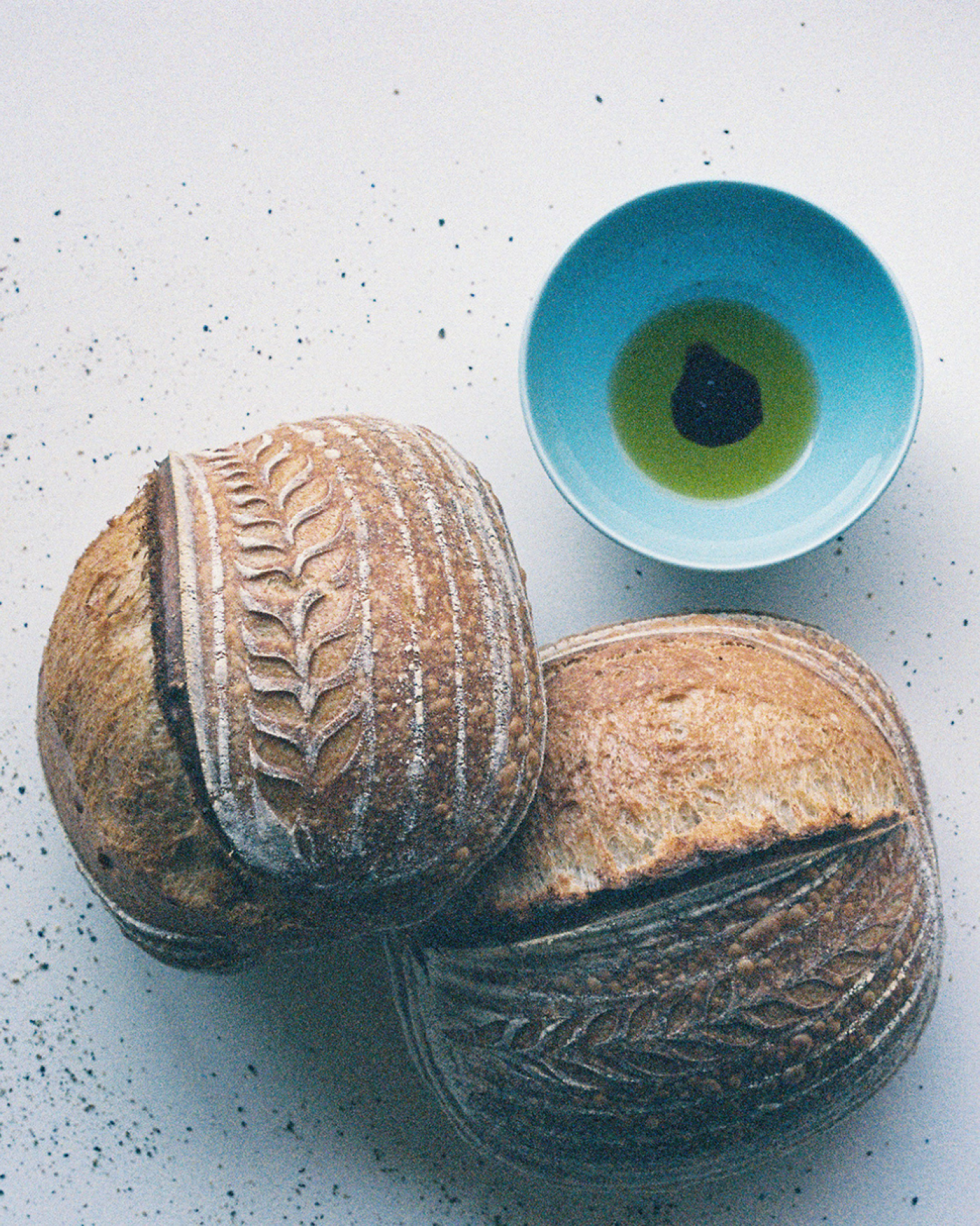 freshly baked bread with olive oil and balsamic