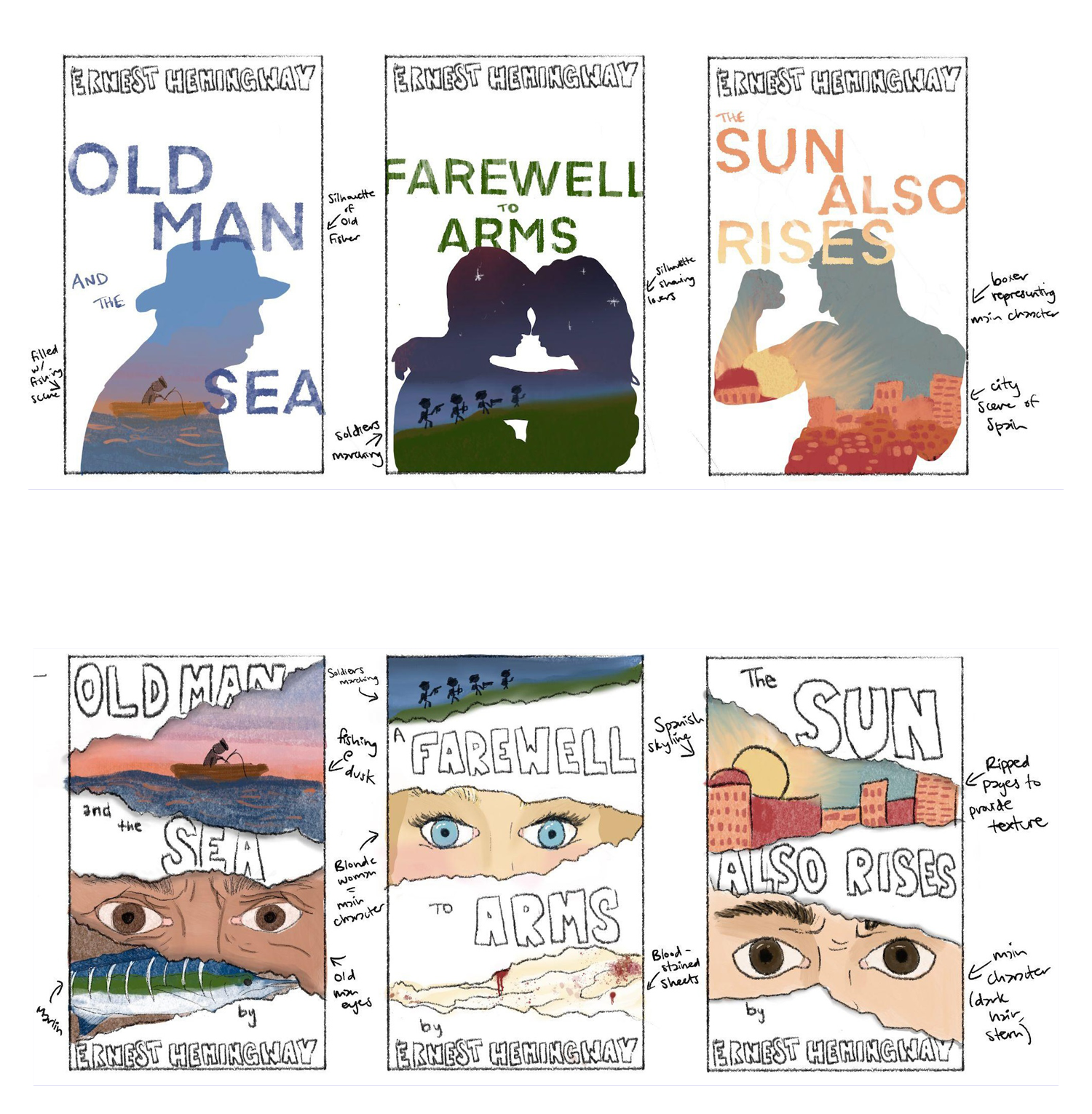 Alexis Block Earnest Hemingway cover sketches