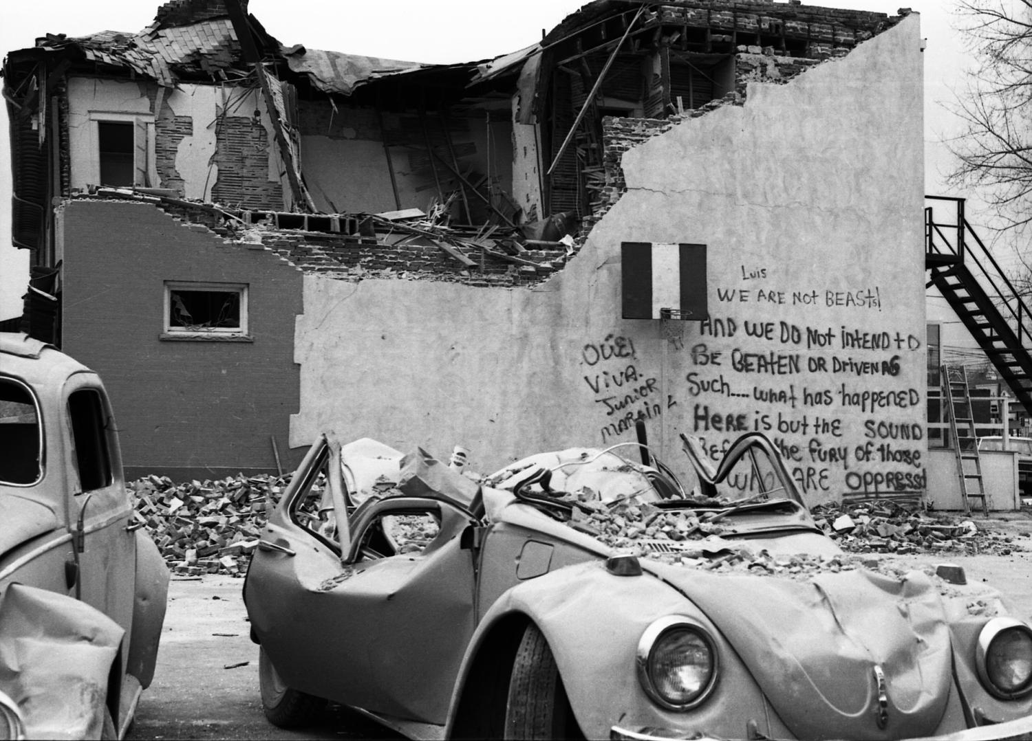 The Crusade for Justice building, which housed a Chicano civil rights organization founded by activist Rodolfo "Corky" Gonzales in 1966, was bombed following a raid by the Denver police in March 1973.