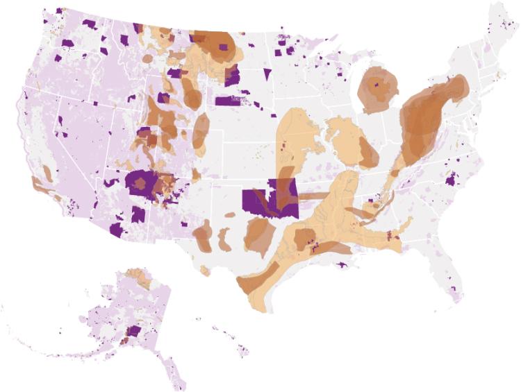 Map of Indian lands and fossil fuel resources